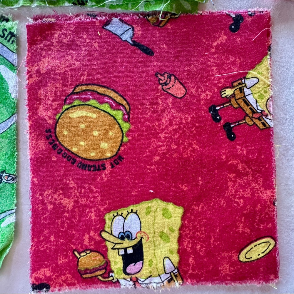 SpongeBob 2002 Vintage Cotton Fabric Blocks and Remnants - Picture 10 of 15